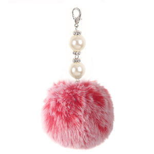 سلاسل مفاتيح كرة فراء بوم بوم قلب منفوخ مع كرات بكميات كبيرة زغبي صناعي فروي زغب فوربول حقيقي بومس قوس قزح منفوش سلسلة مفاتيح - Product Image 4