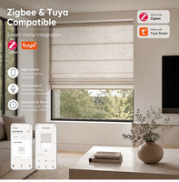 Persianas Romanas Motorizadas Inteligentes con Sensor Wi-Fi Tuya, Persianas Eléctricas con Batería para Interiores, Control por Voz con Alexa y Google, Control por Aplicación, Personalizables para Ventanas
