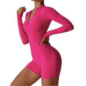 Mono ajustado de manga larga con media cremallera personalizado para mujer, mono de Yoga de una pieza - Product Image 2