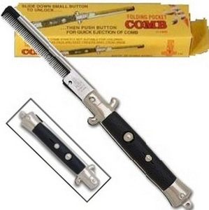 9 pollici in acciaio inox automatico a pressione spazzola a pettine interruttore-lama pieghevole tasca barbiere uomo Styling pettine per la festa del papà - Product Image 5