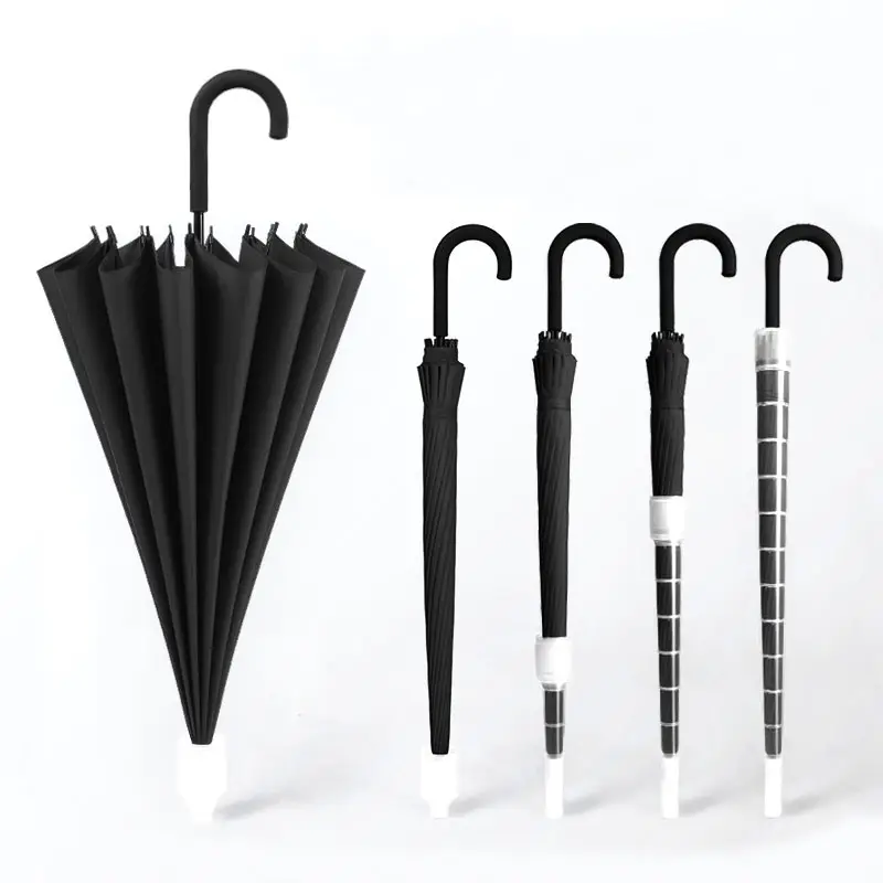 Hot selling waterproof sleeve long handle umbrella for both sunny and rainy use 16 bone automatic reinforced umbrella