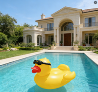 Bouée gonflable en PVC durable personnalisée en usine, modèle Lucky Ducky, pour piscine, île flottante, jouet aquatique et équipement de divertissement aquatique