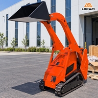 Loader Skid Steer Diesel Bersertifikasi CE LOGWAY Kapasitas Bucket 0.16m Mesin Kubota Motor Penggerak Multiguna untuk Ukuran Kecil