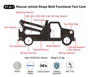 Llavero con Forma de Coche Multifuncional 17 en 1, Regalo Multiherramienta, <span class=keywords><strong>Mini</strong></span> Regalos de Negocios - Product Image 2