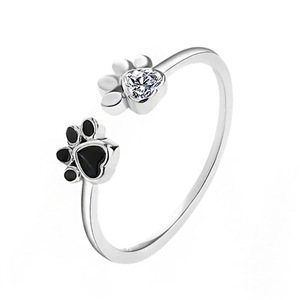 Anello Regolabile a Forma di Zampa di Gatto in Smalto, Gioiello da Dito per Donna, Moda Quotidiana - Product Image 1