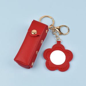 Llavero de piel sintética para brillo labial y bálsamo labial, con espejo de maquillaje, superventas - Product Image 5