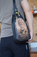 Sac tendance 2025 à la mode, sac de poitrine avec sangle de guitare personnalisée, motif Wukong, style vintage, haute qualité, fermeture éclair, pour homme, été