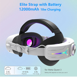 Sangle de charge rapide réglable pour Meta Quest 3 3s VR, sangle de tête de charge avec batterie 12000 mAh et lumière RGB - Product Image 4