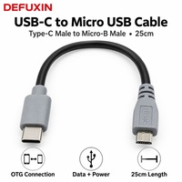 Kabel DEFUXIN USB C ke Micro USB 25cm Tipe-C Male ke Micro B Male OTG Adaptor Pengisian Daya dan Data untuk Ponsel Android