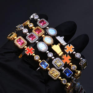 Transfronterizo hip-hop piedras preciosas de colores joyería de las mujeres collar de joyería de gama alta de circón collar de los hombres al por mayor - Product Image 4