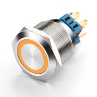 Interrupteur à bouton poussoir en aluminium 25 mm 10A 1NO1NC Tête métallique IP65 Étanche pour machines lourdes et appareils électroménagers