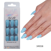 32 faux ongles en gel press-on faits main, forme amande, couleur unie, pour salon de manucure et application sur les doigts