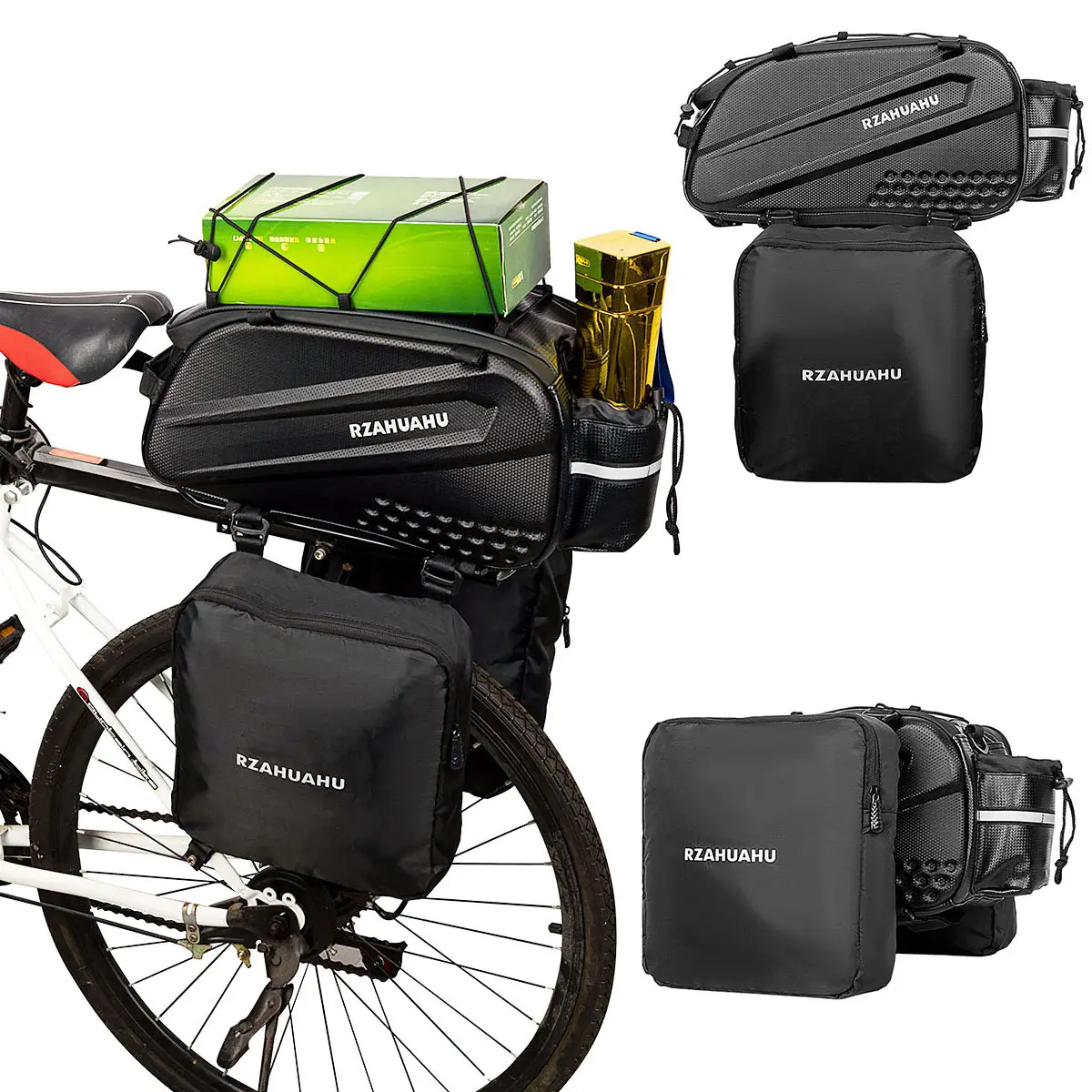 Sac de vélo de plein air, sacoche de vélo imperméable PU 14 L grande capacité imperméable porte-vélo réfléchissant sacs et boîtes de vélo