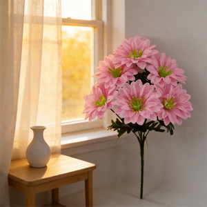 Fiori Artificiali Personalizzati di Yiwu, Composizione di 6 Crisantemi in Seta per Funerali, Ringraziamento e Commemorazione degli Antenati - Product Image 6