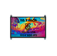 Moniteur LCD industriel à écran tactile 10,1 pouces en promotion, carte pilote en option pour Raspberry Pi, résolution 1024x600, HD-MI/USB
