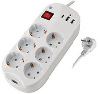 Multiprise allemande multiprise 6 voies avec protection des enfants et interrupteur avec 3 USB(2A + 1C) et charge rapide de type C