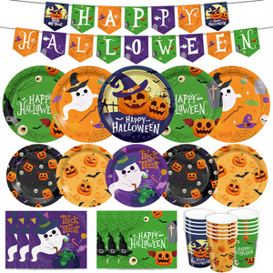 Halloween Themafeest Decoratie Papieren Bord Feest Decoratief Servies Festival Tafelkleed Vlag Thuis Feestartikelen - Product Image 2