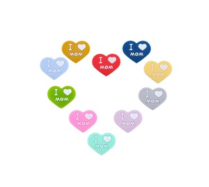 <span class=keywords><strong>Perles</strong></span> en silicone de qualité alimentaire en vrac pour sucettes de bébé, <span class=keywords><strong>perles</strong></span> de dentition double face avec <span class=keywords><strong>lettres</strong></span> DAD MOM, multicolores, pour la vente en gros - Product Image 2