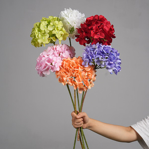 Fleurs d'hortensia artificielles multicolores, plante entière en PVC, pour la décoration de la maison, du salon et de la salle à manger - Product Image 1