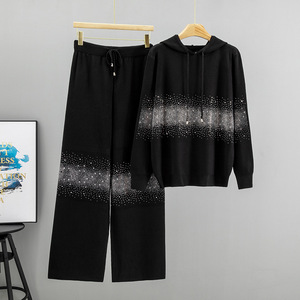 Women's Knitted Sweater Set With <b>Star</b> Pattern Hoodie And Pants Autumn Casual Sporty Two Piece <b>Outfit</b> - Product Image 3