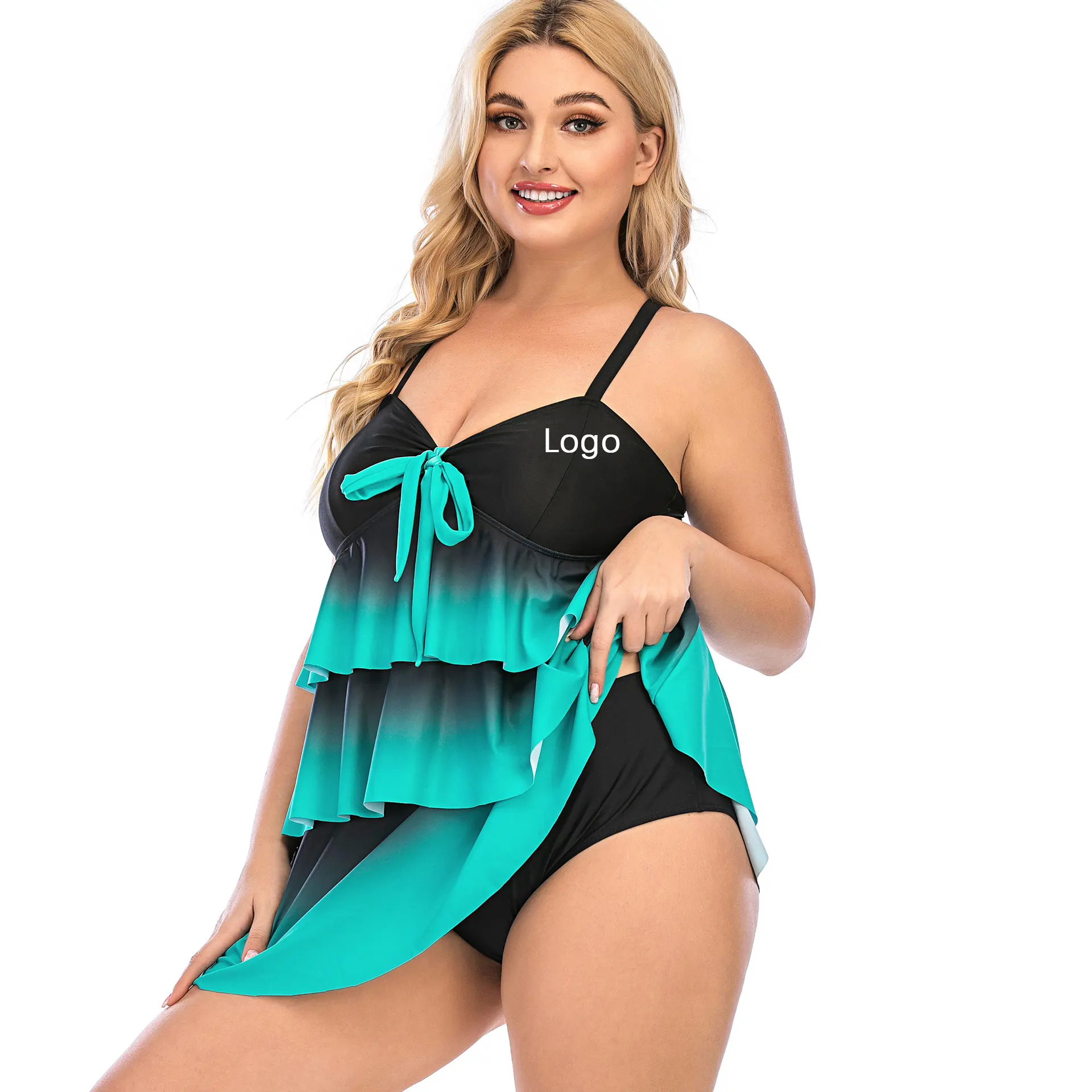 Conjunto de 2 peças plus size tankinis, roupa de banho feminina maiô tankini, conjunto de 2 peças plus size para mulheres, maiô, 2022