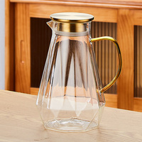 Ensemble de Carafes d'Eau Froide en Verre 1.5L 1.8L, Pichet Domestique Résistant aux Hautes Températures pour Jus de Fruits
