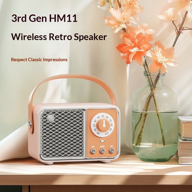 Creative Retro Radio  Speaker Portable Gift Mobile Phone Subwoofer Nostalgic USB Mini Speaker HM11
