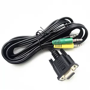 Conector macho DB15 d-sub VGA a 3 vías, negro, verde, amarillo, 3 polos, Conector de CC, 3,5mm, Cable AV de serie, venta al por mayor