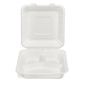 Boîtes à emporter biodégradables en pulpe de canne à sucre, contenants de qualité alimentaire pour les vendeurs de rue - Product Image 2