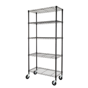 Étagère de rangement durable à 5 niveaux pour garage avec roulettes de 4 pouces, organisateur en fil métallique réglable, capacité de 300 lb par étagère - Product Image 3