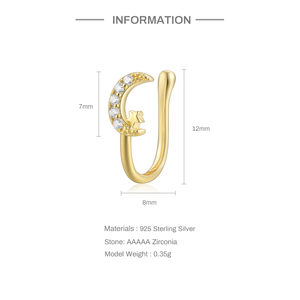 CANNER Anillo de Nariz con Forma de Estrella, Luna y Diamante, Joyería para Piercing, No se Deslustra, Anillos de Nariz Modernos en Forma de U - Product Image 2