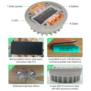 Nhôm LED đường Stud ánh sáng cho đường cao tốc đường cao tốc đường cao tốc vỉa hè đánh dấu 143*47 Mét 4way G105 năng lượng mặt trời đường Stud ánh sáng - Product Image 4