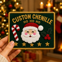Patch Bordir 3D Chenille Natal Bentuk Hati, Dapat Disetrika, Motif Santa Claus, Tongkat Gula-gula, Holly, Lencana Liburan untuk Topi, Jaket, Tas, OEM
