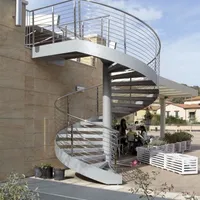 Escalier en colimaçon moderne minimaliste, escalier en spirale intérieur avec rampe en câble pour appartement