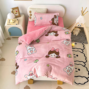 Ensemble de literie pour bébé imprimé dessin animé ensemble de housses de <span class=keywords><strong>couette</strong></span> taies d'oreiller automne <span class=keywords><strong>hiver</strong></span> chaud linge de lit en daim CP29 - Product Image 3