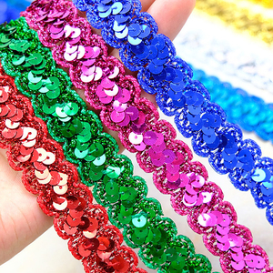 ริบบิ้นลูกปัดรูปตัว S ประดับเลื่อมหลากสีขนาด 2.3 ซม. สำหรับชุดการแสดงเต้นรำแบบดั้งเดิม ตกแต่งอย่างหรูหรา - Product Image 2