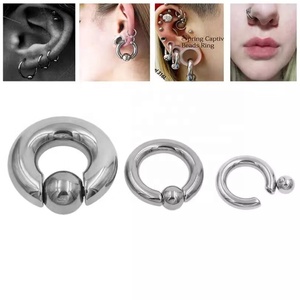 <span class=keywords><strong>Piercing</strong></span> Labret de Acero Inoxidable BCR para Labio y Oreja, Anillo de Calibre <span class=keywords><strong>Grande</strong></span> con Bola Cativa, Anillo PA con Mecanismo de Resorte - Product Image 5