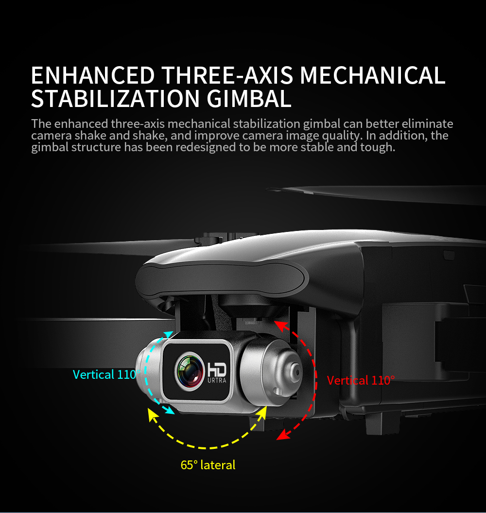 KF100 Drone, enhanced three-axis mechanical stabilization gimbal can better eliminate camera shake and shake