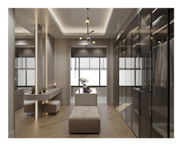 Nouvelle conception, armoire de rangement sur mesure pour grande chambre à coucher, armoire en bois avec porte en verre battante pour femmes