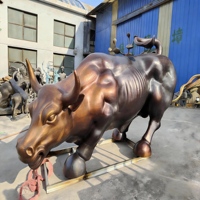 Sculpture de taureau en laiton antique, décoration pour le marché boursier de Wall Street, cadeau d'affaires