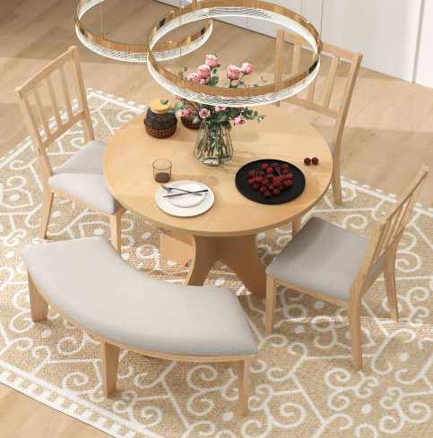 Beige+Natural + Solid Wood+MDF