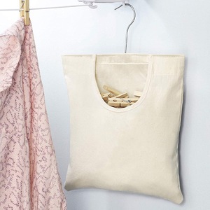 Natural Cotton Canvas Mesh Classic Set Hanging <b>Foldable</b> Eco-Friendly Wall Mount Clothespin Peg Holder Storage <b>Bag</b> 4L Capacity - Product Image 5