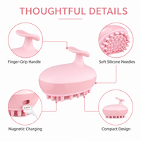 Peigne Masseur Vibrant Rechargeable Rose pour Cuir Chevelu avec Aiguilles Douces à 3 Niveaux, Chargement Magnétique, Batterie 800 mAh, Fonction Minuterie