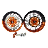 Ensemble de roues Supermoto de 17 pouces pour Honda CR CRF 2002-2024, jantes de course en alliage d'aluminium CNC bleu clair, en stock