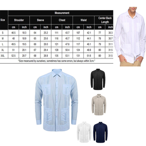Camicie da <span class=keywords><strong>uomo</strong></span> in cotone poliestere messicane con bottone Casual a maniche lunghe <span class=keywords><strong>camicia</strong></span> da sposa da <span class=keywords><strong>spiaggia</strong></span> con 4 tasche - Product Image 6