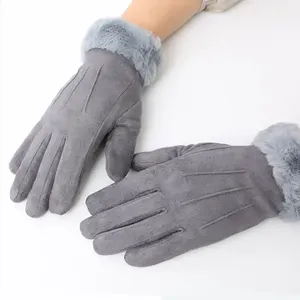 Gants d'hiver noirs en daim synthétique jacquard de haute qualité, confortables, nouveau design, chauffants, écran tactile, fabriqués aux États-Unis, logo personnalisé - Product Image 2