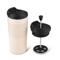 Coffret Cadeau Tasse à Café Isotherme Portable avec Logo Personnalisé, Presse Française et Moulin Manuel, Mug de Voyage Sous Vide