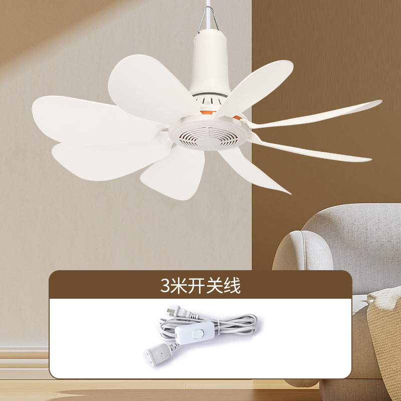 Beige 8-blade ceiling fan upgraded version with 3-meter switch cord