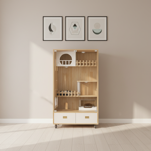 プレミアムモダンパイン材＆ガラス製キャットヴィラ多層式耐久性エコフレンドリーリビングルームペットハウスOEM ODM - Product Image 4