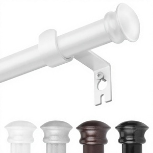 Supports de tringle à rideau décoratifs CorkLatta en acier inoxydable blanc, 30/45 pouces, diamètre 5/8 pouce, pour chambre et salon - Product Image 1
